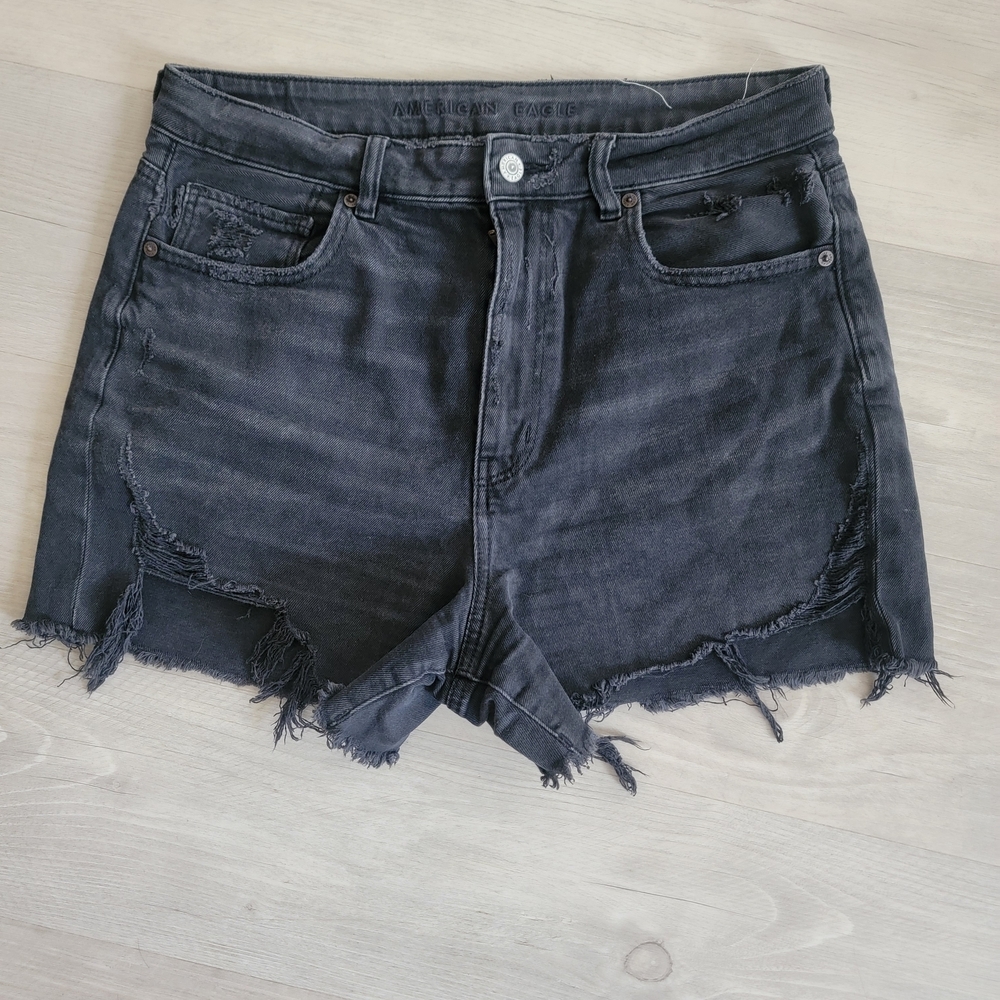 American Eagle Outfitters Black Distressed Denim Jean Shorts